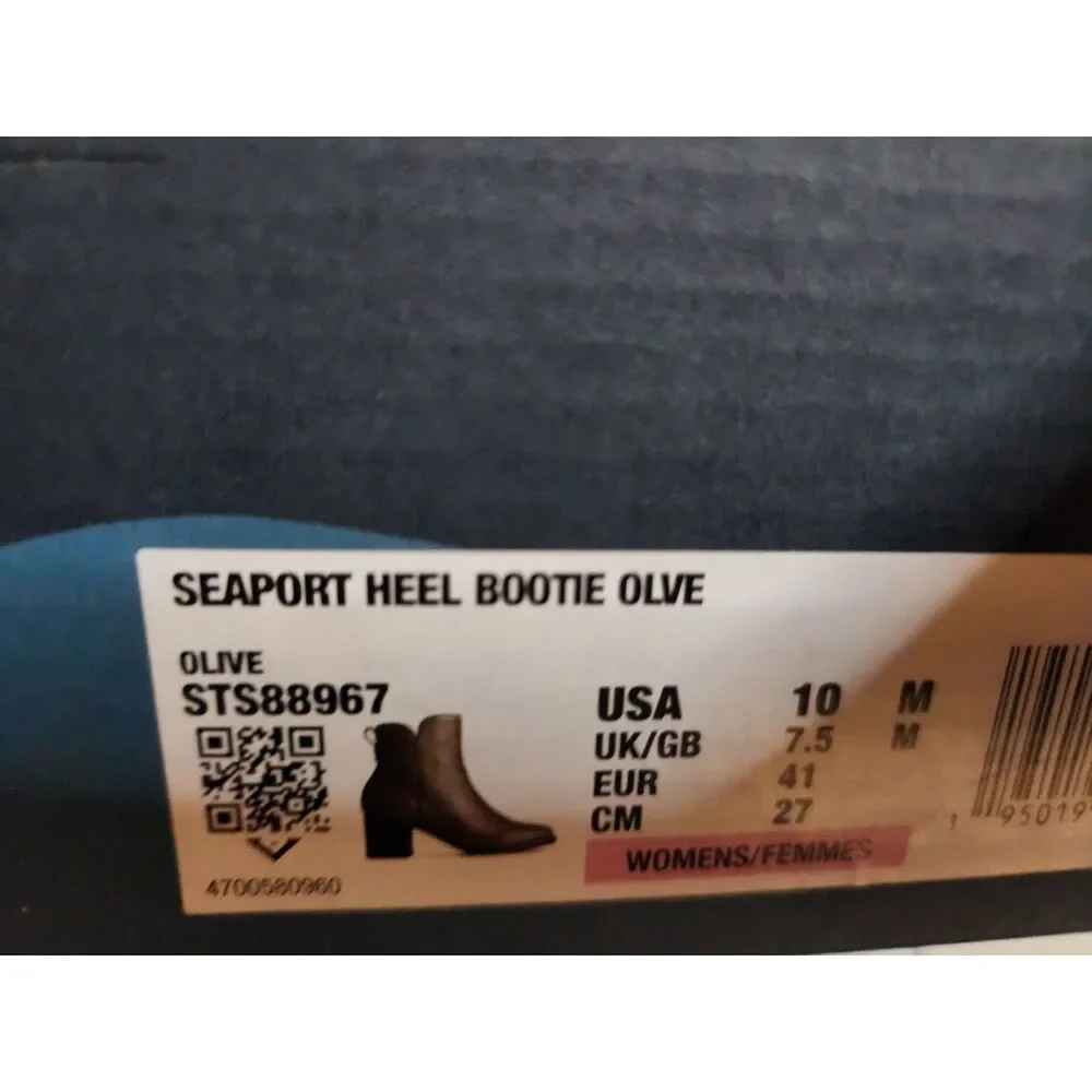 Sperry Seaport Heel Bootie Women’s 10 Olive Leather Ankle Boots